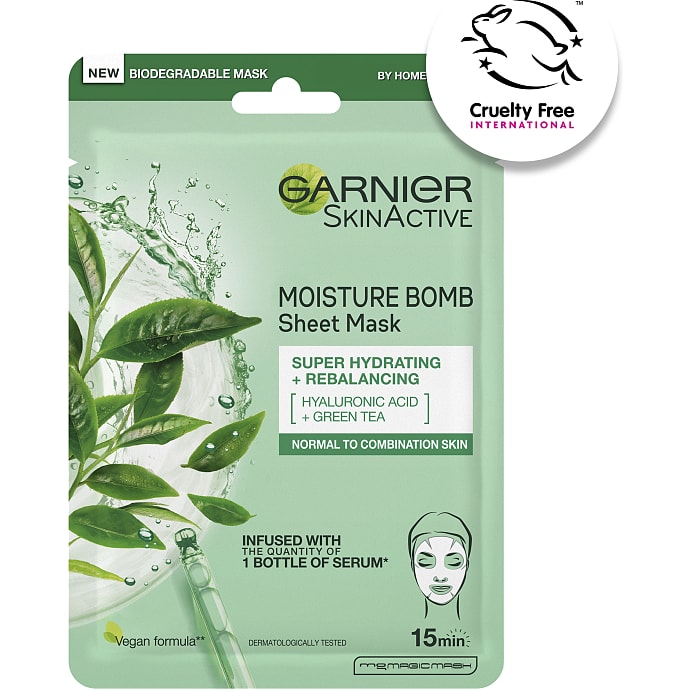 Garnier Ansigtsmaske grøn te og hyaluronsyre