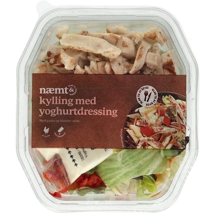 Måltidssalat m. kylling, pasta og yoghurtdressing