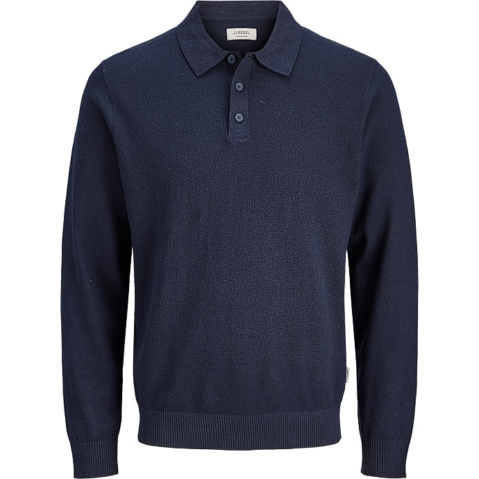 JJ REBEL herre strikket polo str. 2XL - mørkeblå