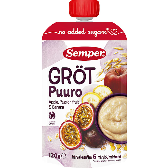 Semper Grødsmoothie m. passionsfrugt, æble og banan