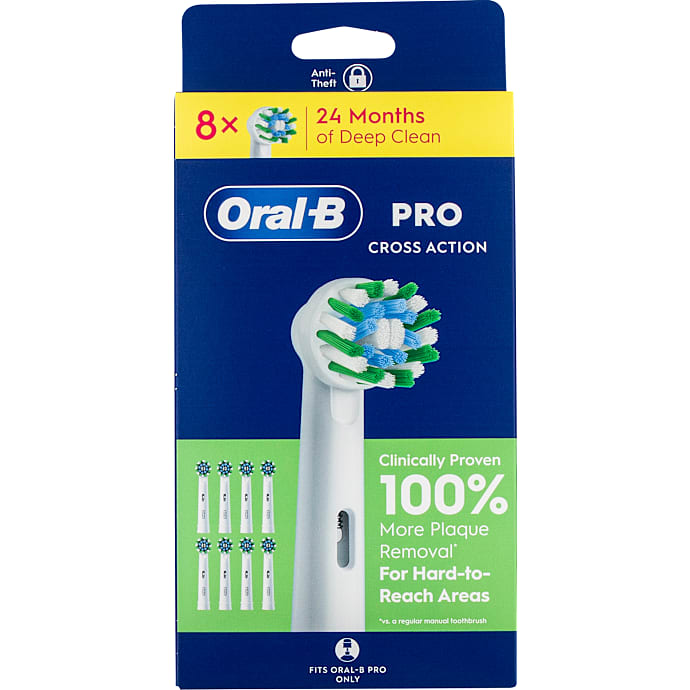Oral-B CrossAction tandbørstehoveder 8-pak - hvid