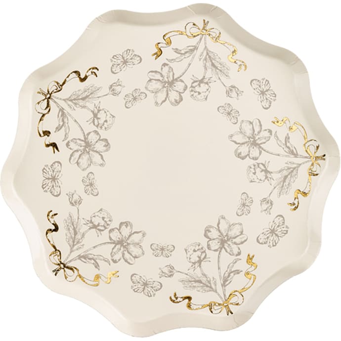 Paptallerkener Ø: 20 cm 6-pak - Blomster