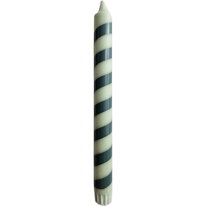 Stribet Kronelys Grøn/Hvid 2,2x24 cm