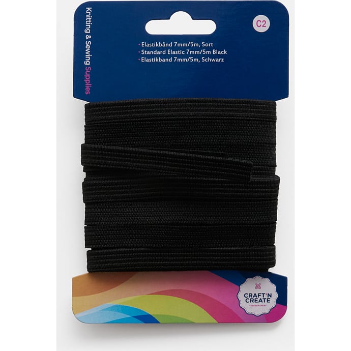 CraftnCreate elastikbånd 7 mm - sort