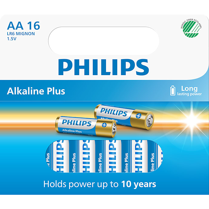 Philips Alkaline Plus AA batterier 16-pak