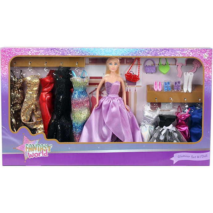 Fantasy World glamour sæt med dukke