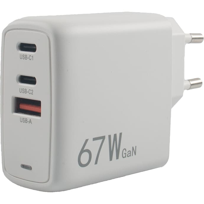 USB oplader til USB-A+C - hvid