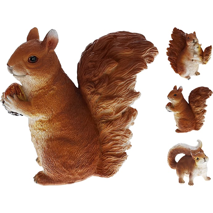 Havefigur egern i polystone - flere varianter - assorteret