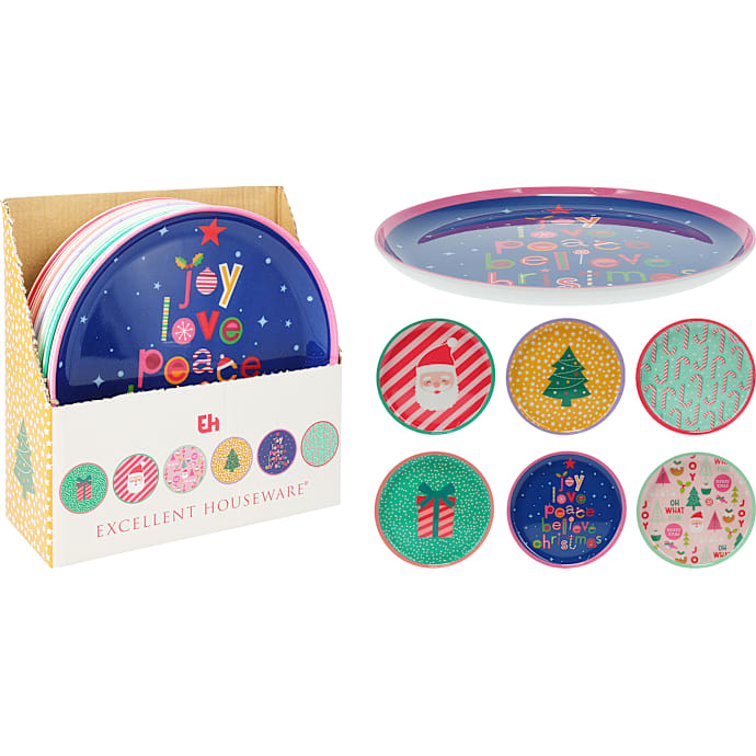 Melamintallerken m/ julemotiv 21 cm - flere varianter - assorteret