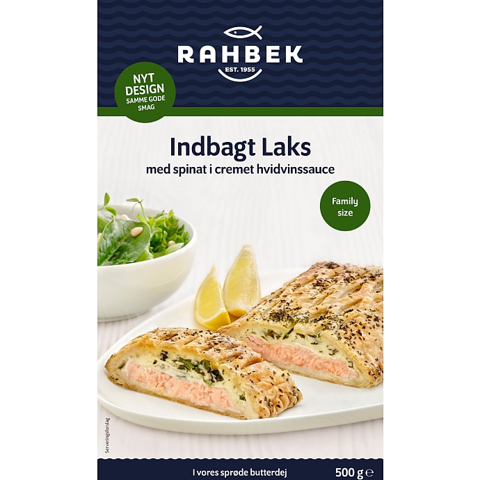 Indbagt laks m. spinat og hvidvinsauce