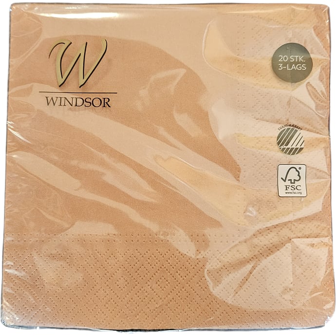 Windsor ensfarvede servietter 33x33 cm 20-pak - kobber