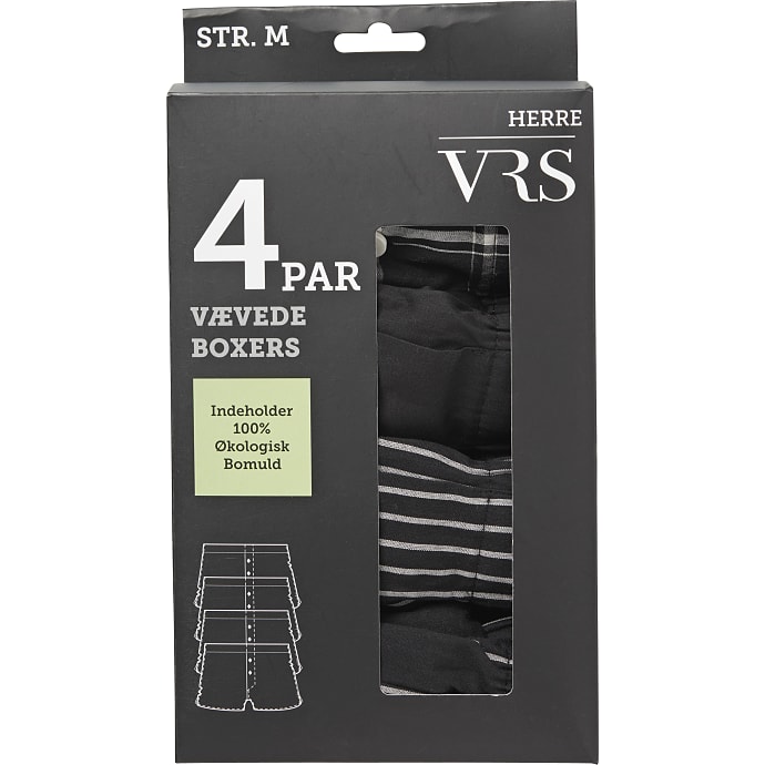 VRS herre 4-pak boxershorts str. M - sort