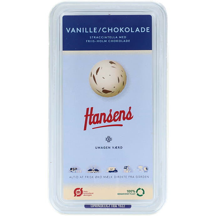 Vanilje flødeis m. chokoladestykker øko