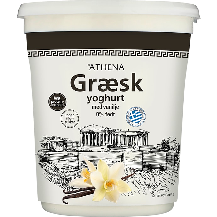 Græsk yoghurt m. vaniljesmag 0% fedt