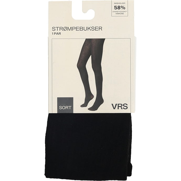 VRS dame strømpebukser ribstrikkede str. l/xl - sort