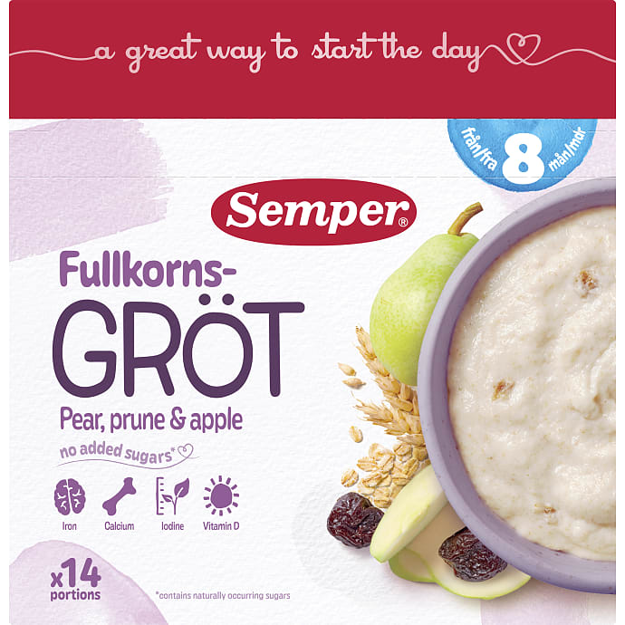 Semper Fuldkornsgrød med Sveske og Pære 470 g