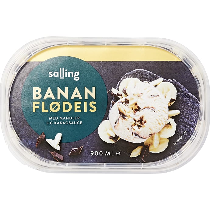 Salling Flødeis Banansmag, Mandler og Kakaosauce