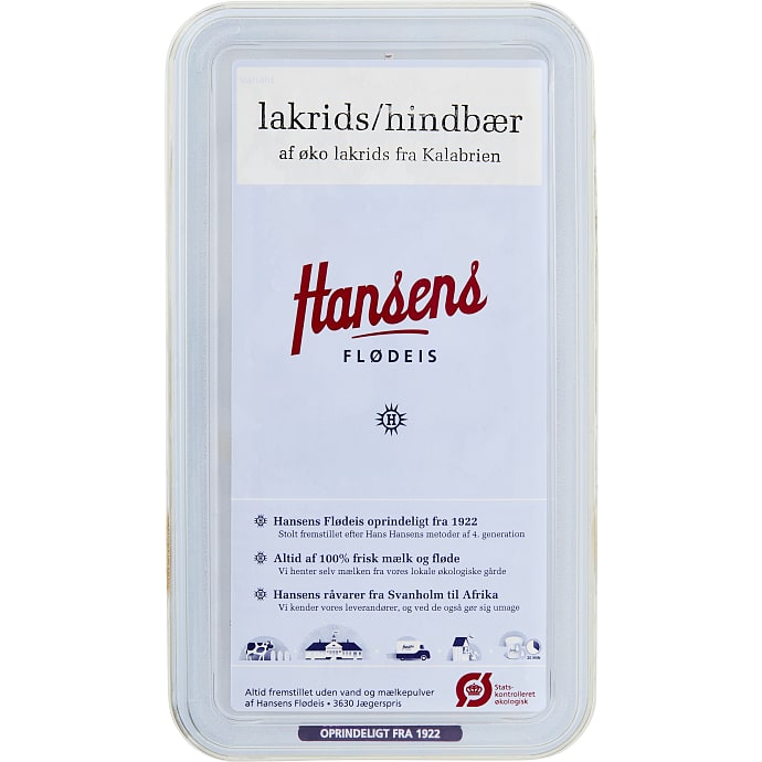 Flødeis m. hindbær og lakrids øko