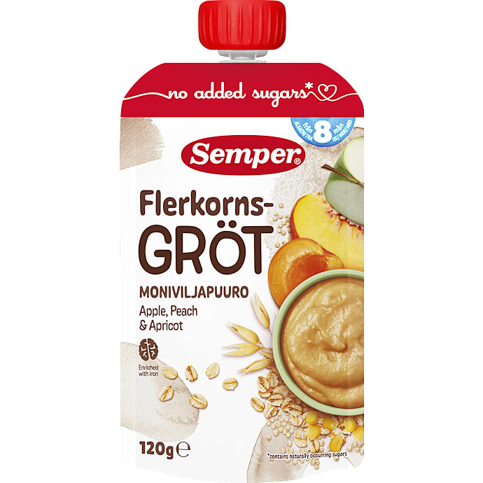 Semper Flerkornsgrød Æble Fersken Abrikos 120 g