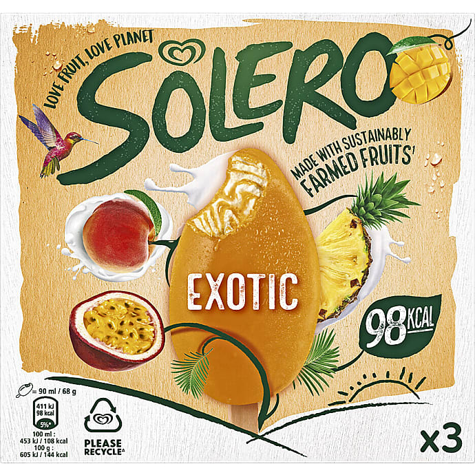 Solero Mælkeis vanilje og eksotisk frugt 270 ml