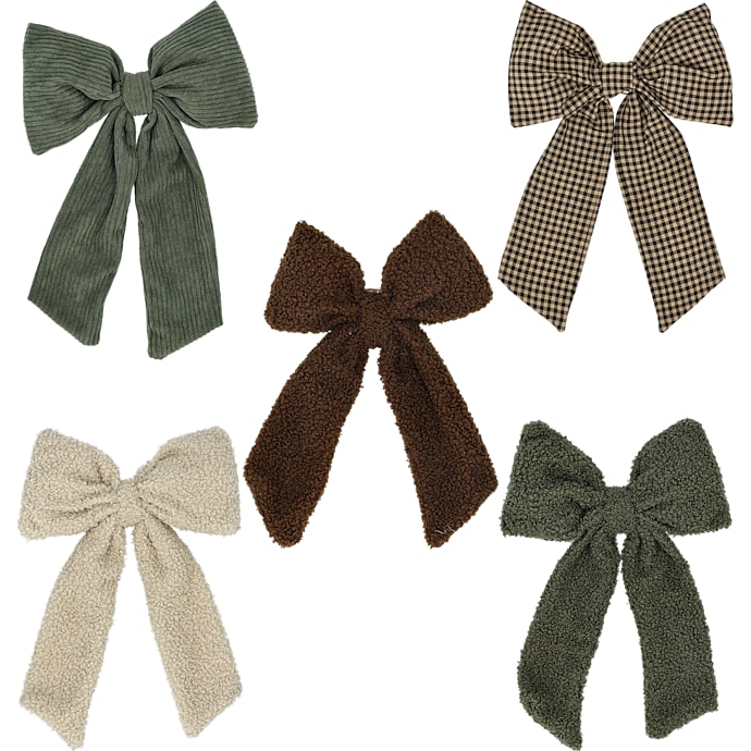 Efterårs sløjfe i plys/fløjslook H: 22 cm – flere varianter - assorteret