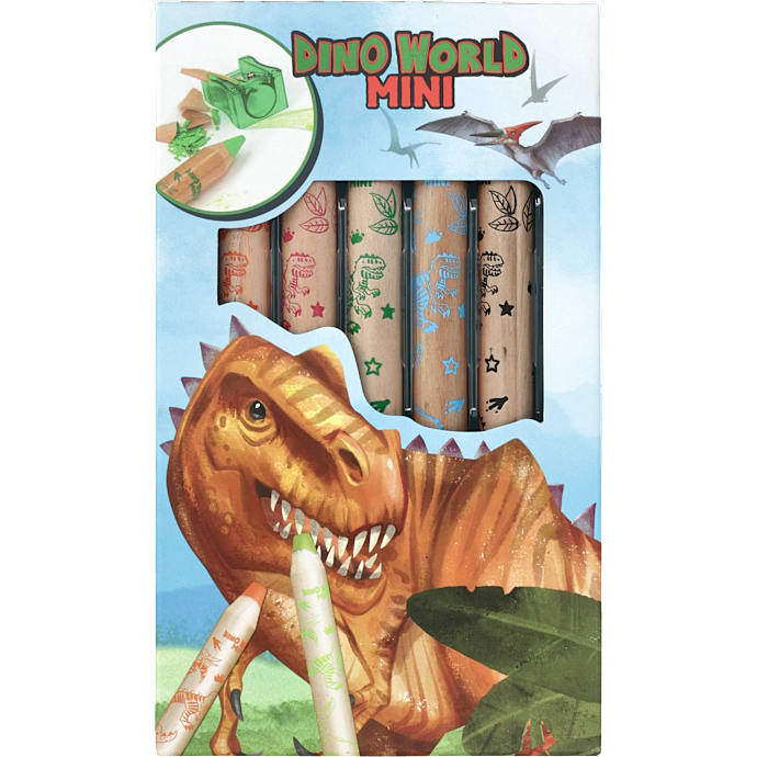 Dino World Mini farveblyanter og blyantspidser
