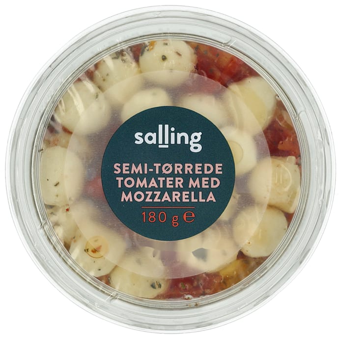 Semi-tørrede tomater og mozzarella
