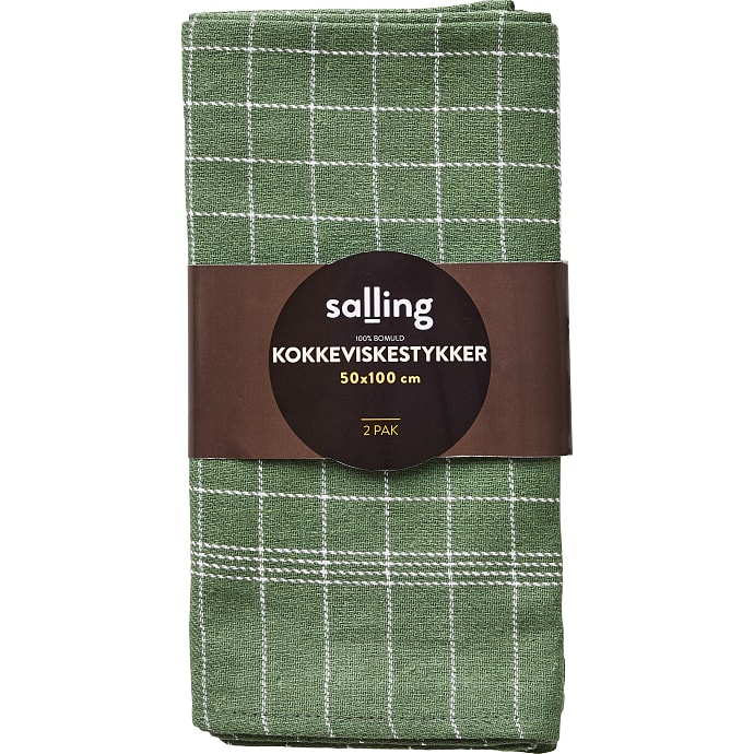 Salling kokkeviskestykke 2-pak - grøn med hvide tern