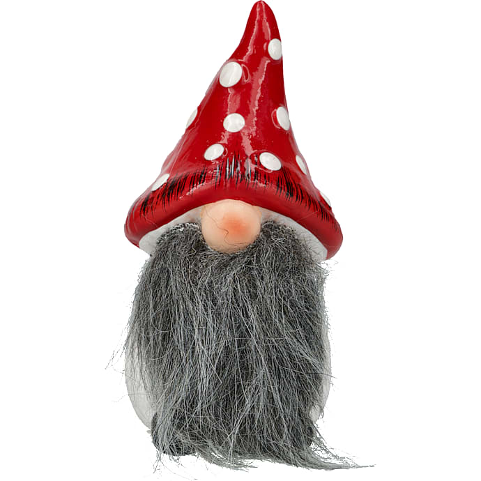 Julefigur paddehatnisse med skæg H: 13,5 cm - flere varianter - assorteret