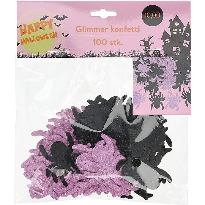 Halloween konfetti m. glimmer - edderkopper