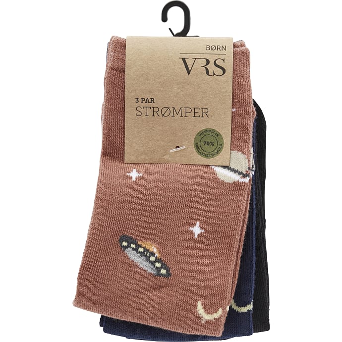 VRS børn 3-pak strømper str. 31/34 - multifarvet