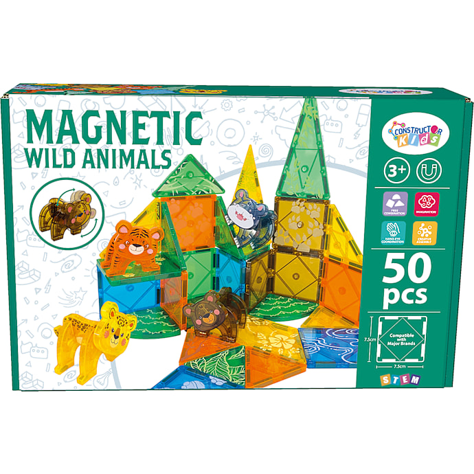 Constructor Kids magnetisk byggesæt 50 dele - vilde dyr
