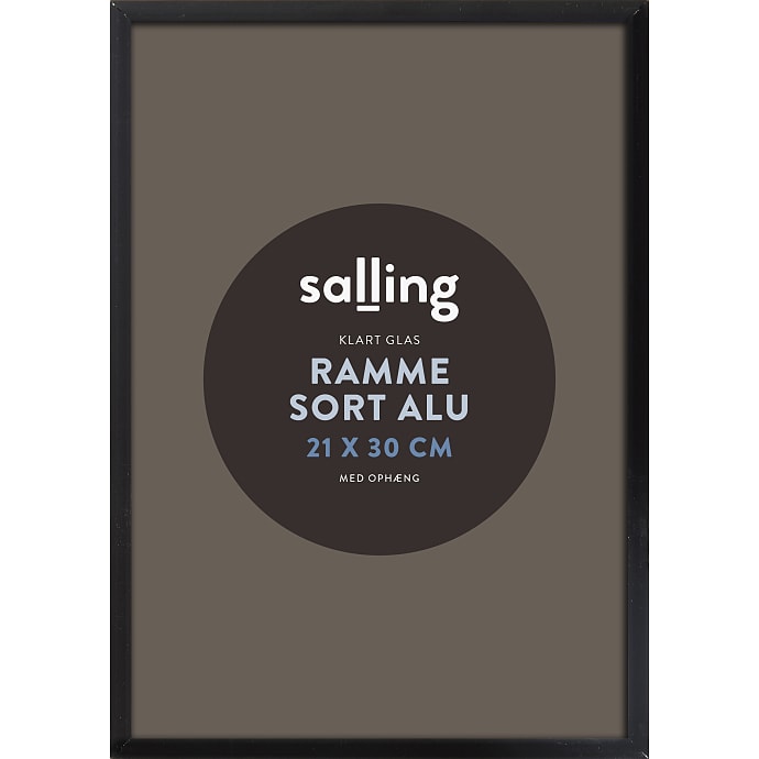 Sort ramme m. glas - 21x30 cm