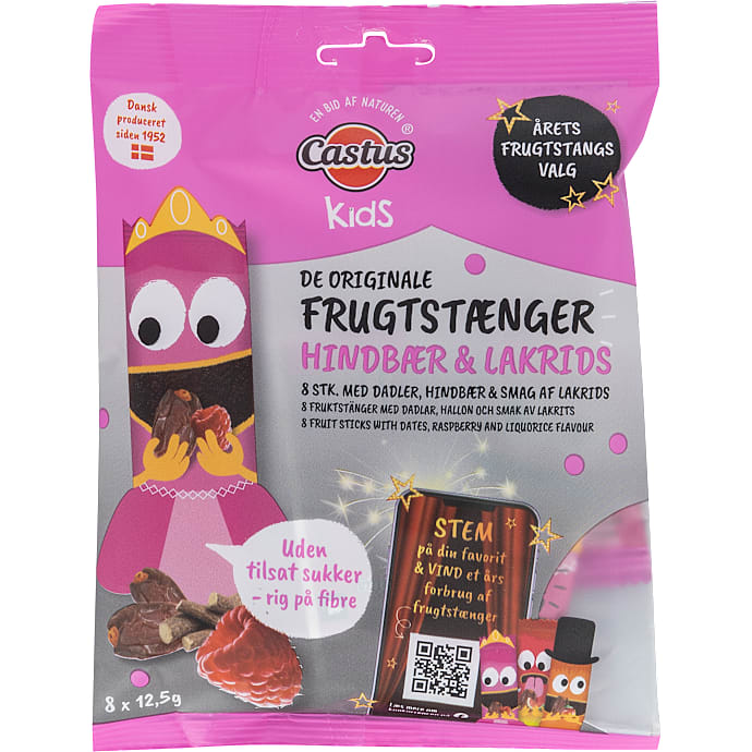 Frugtstænger m. dadler, hindbær og lakrids – produktbillede