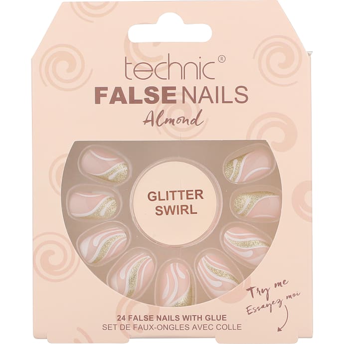 Technic kunstige negle Almond Glitter Swirl