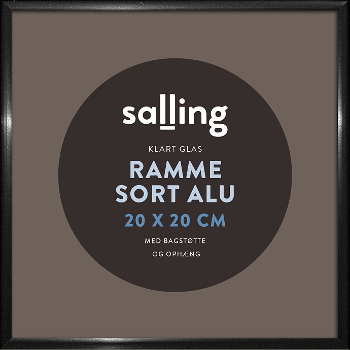 Sort ramme m. glas - 20x20 cm