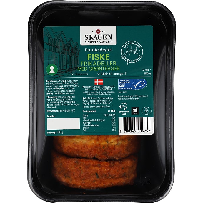 Fiskefrikadeller m. grøntsager glutenfri