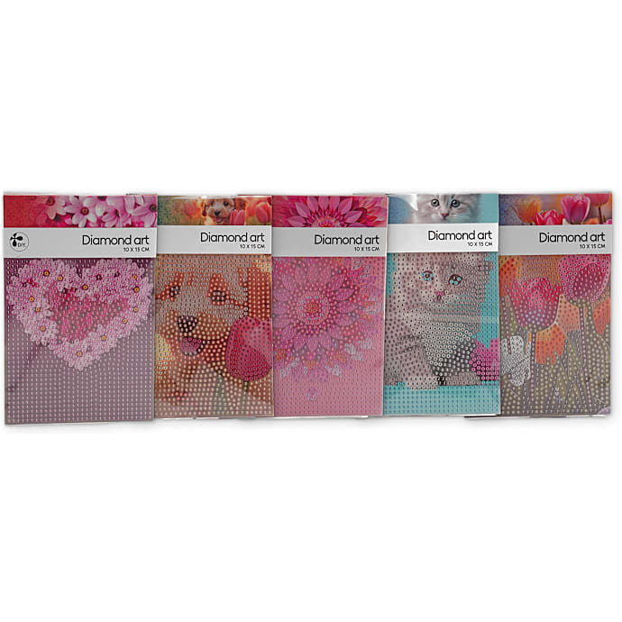 Diamond art 10 x 15 cm - flere varianter - assorteret 1 stk.