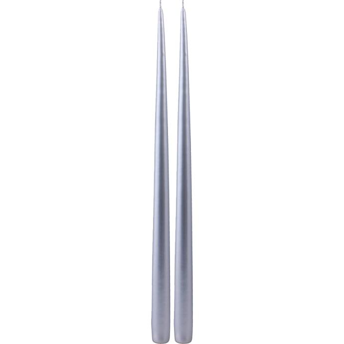 Windsor hånddyppede lys med lak H: 39 cm 2-pak - sølvfarvet
