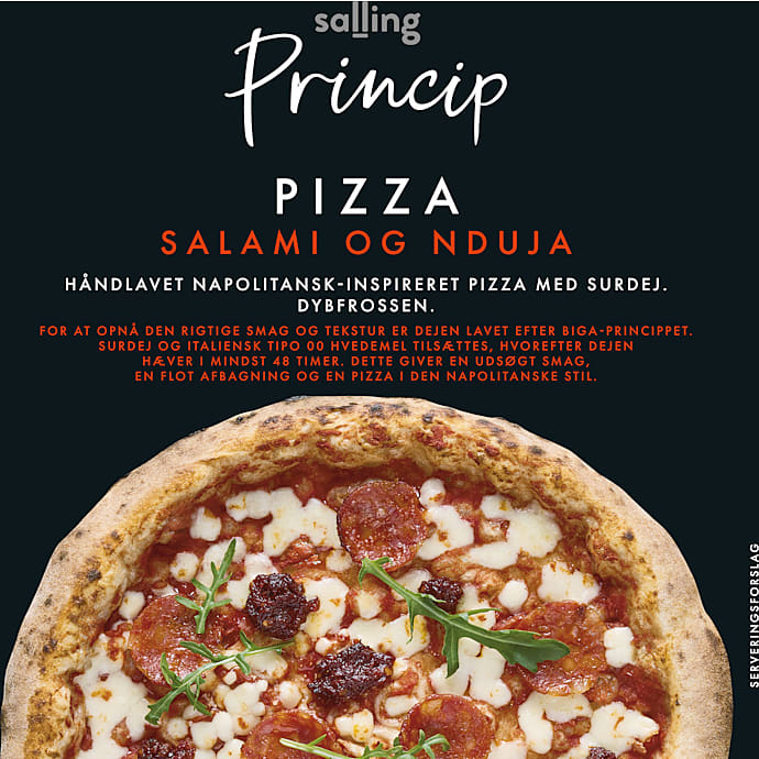 Pizza m. salami og nduja