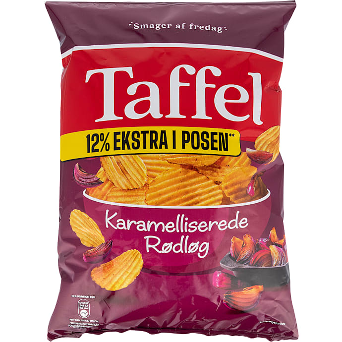 Chips m. karamelliserede rødløgsmag