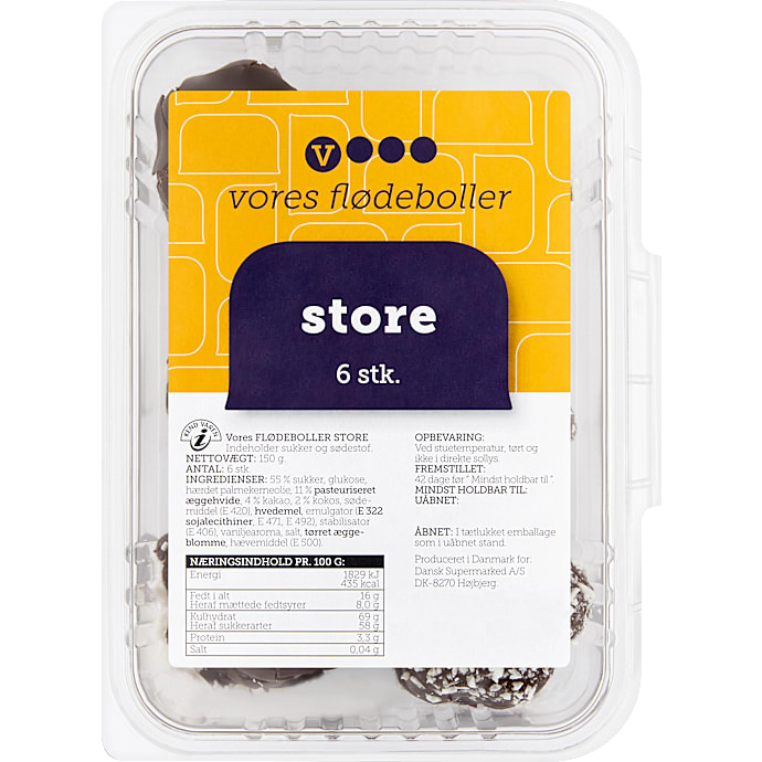 Store flødeboller 6 stk.
