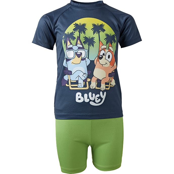 Bluey shorts sæt str. 110/116 - blå/grøn