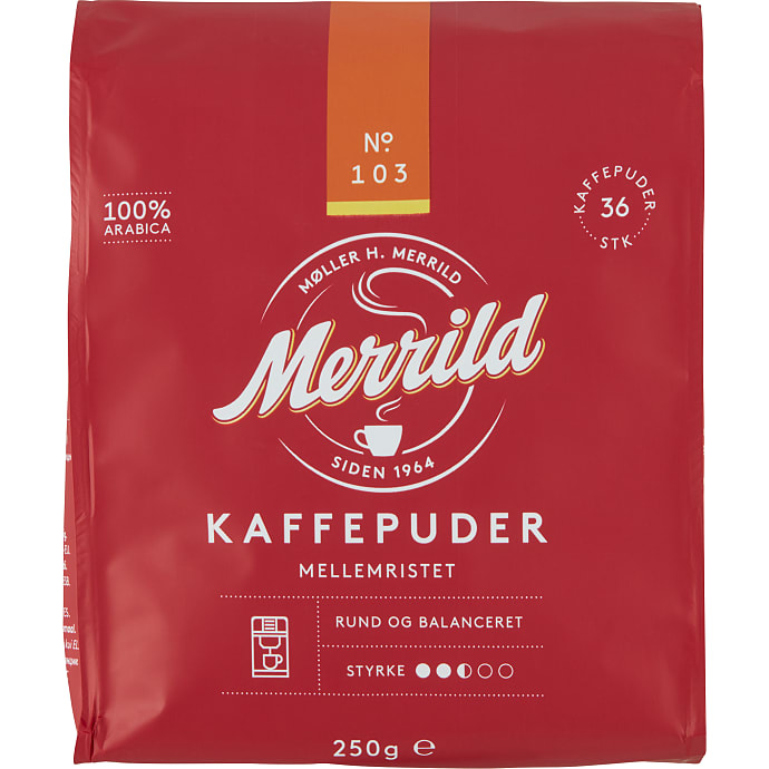 Merrild Mellemristet Kaffepuder 36 stk