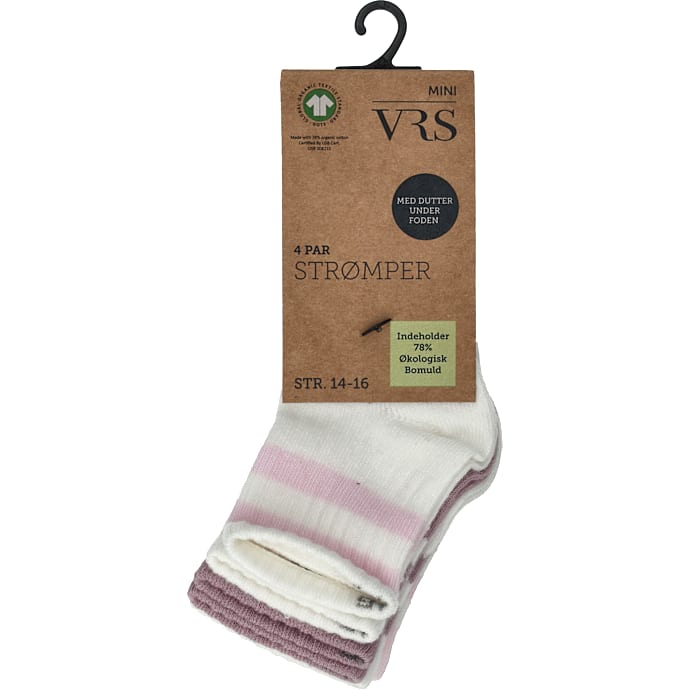 VRS baby 4-pak strømper str. 14/16 - lyserød/hvid