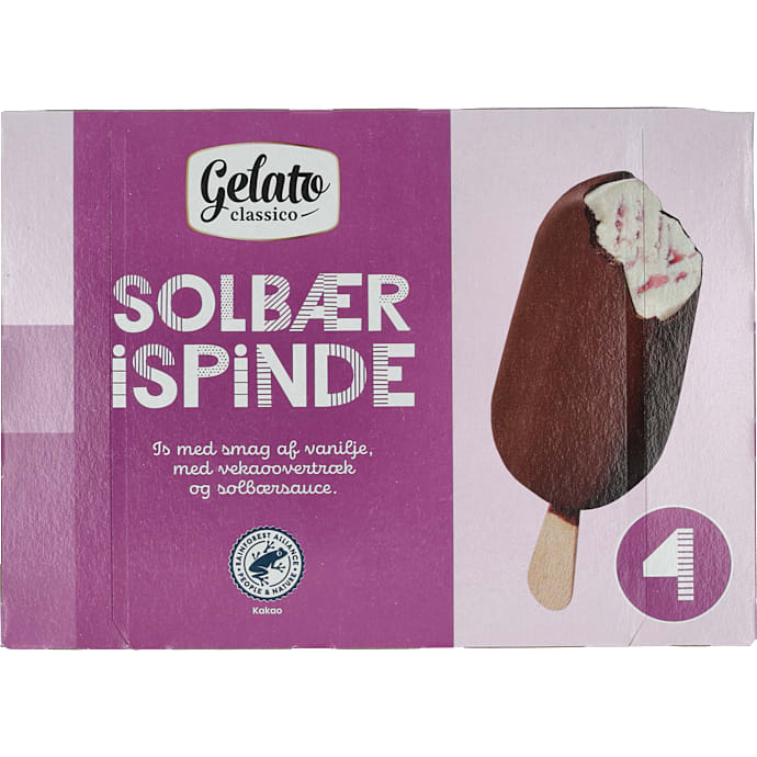 Mælkeispinde m. solbærsauce og vekaoovertræk