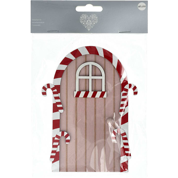 Julefryd nissedør - lyserød med sukkerstokke H: 15 cm