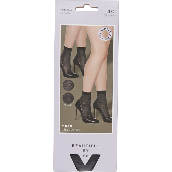 Beautiful By VRS Ankelstrømper Lissabon Sort One Size