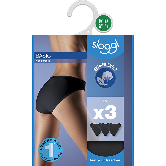 Sloggi Dame Tai 3-Pak Str. 38 Sort