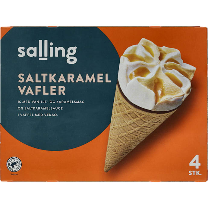 Mælkeisvafler m. saltkaramelsmag
